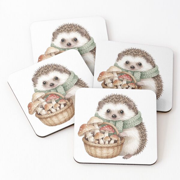 Item preview, Autumn Hedgehog Sticker | Cute Fall Hedgehog with Mushrooms designed and sold by AillustriaAK.