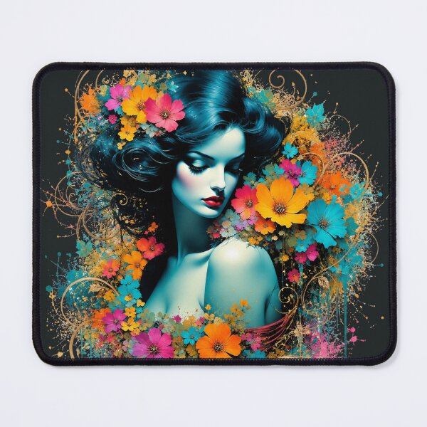 Item preview, Vibrant Art Nouveau Queen - Colorful Fantasy Floral Portrait designed and sold by KrzysztofART.