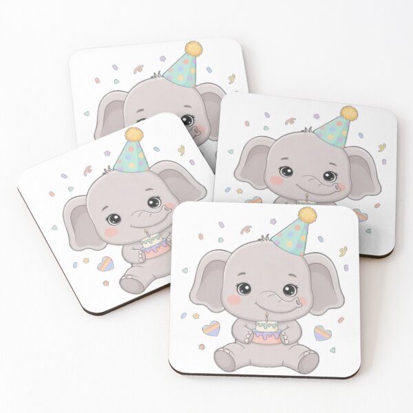 Item preview, A Cheerful Baby Elephant - Pastel Soft Grey, Birthday Gift designed and sold by DigitfanStudio.