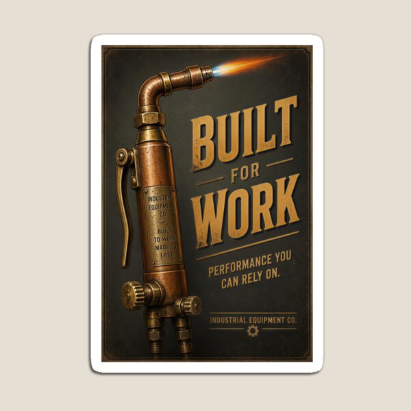 Item preview, Built for Work Vintage Industrial Torch Mechanic Poster designed and sold by Evergreen Horizon Works.