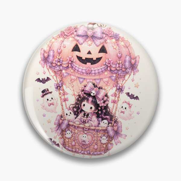Item preview, Coquette Halloween Pumpkin Hot Air Balloon | Kawaii Ghost Gothic Lolita Fantasy designed and sold by looplandger.