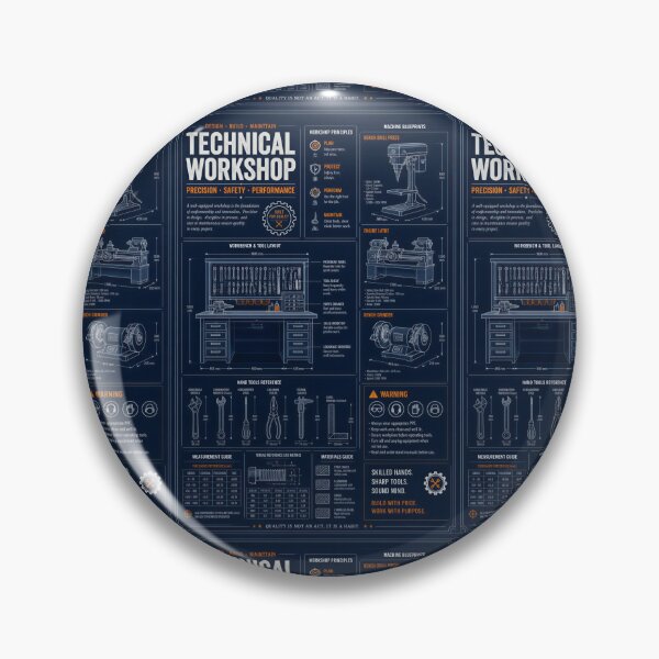 Item preview, Technical Workshop Blueprint Engineering Reference Poster designed and sold by Evergreen Horizon Works.