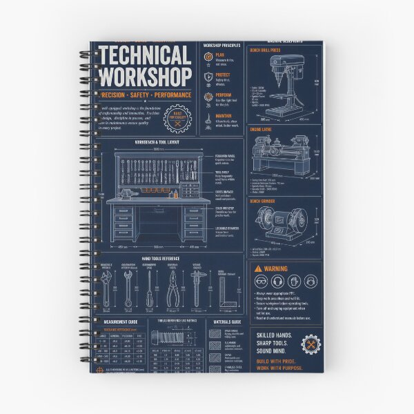 Item preview, Technical Workshop Blueprint Engineering Reference Poster designed and sold by Evergreen Horizon Works.