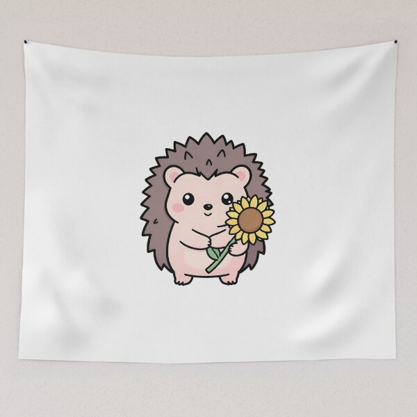 Item preview, Minimalist Cute Hedgehog with Sunflower Kawaii Cartoon designed and sold by KCasual.