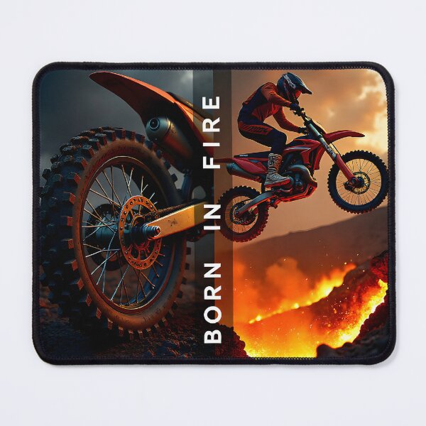 Item preview, Volcanic Motocross Adventure Poster | Born in Fire Off-Road Tire & Extreme Caldera Wall Art designed and sold by Creative-RE.