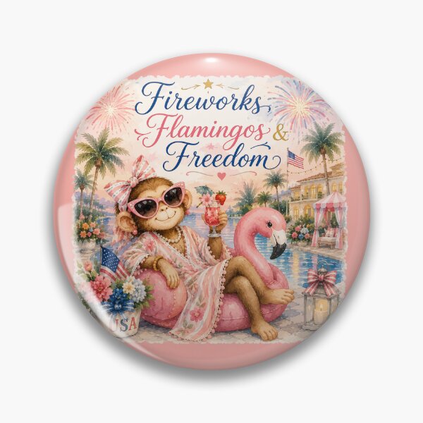 Item preview, Fireworks, Flamingos & Freedom™ | Palm Beach Monkey Summer Collection designed and sold by TeelieTurner.
