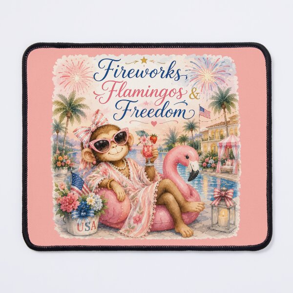 Item preview, Fireworks, Flamingos & Freedom™ | Palm Beach Monkey Summer Collection designed and sold by TeelieTurner.