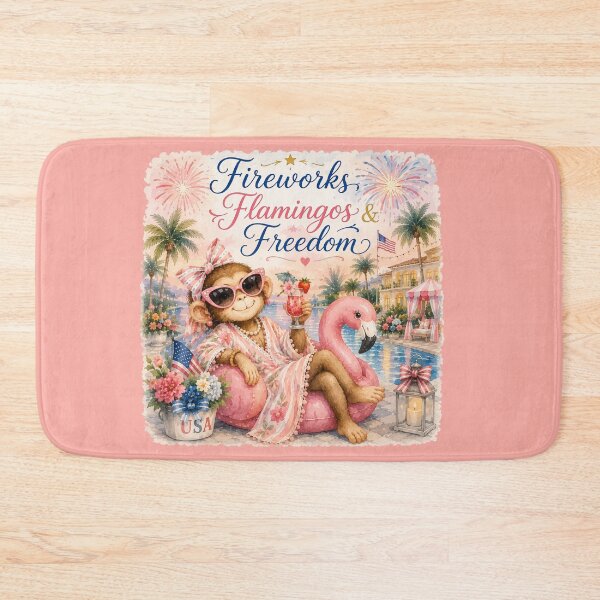 Item preview, Fireworks, Flamingos & Freedom™ | Palm Beach Monkey Summer Collection designed and sold by TeelieTurner.