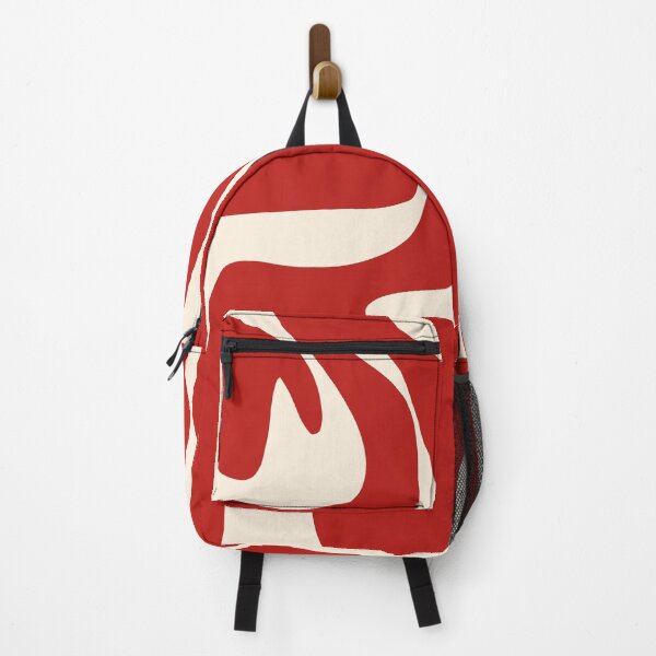 Item preview, Mid Century Modern Abstract Kwaito Pattern in Red and Almond Cream designed and sold by kierkegaard.