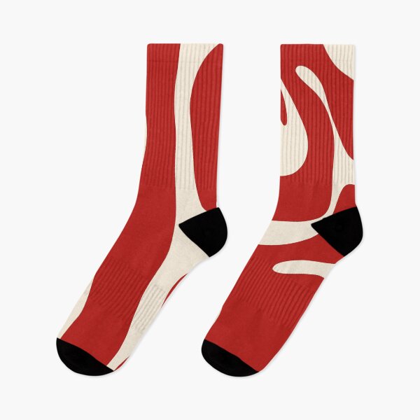 Item preview, Mid Century Modern Abstract Kwaito Pattern in Red and Almond Cream designed and sold by kierkegaard.