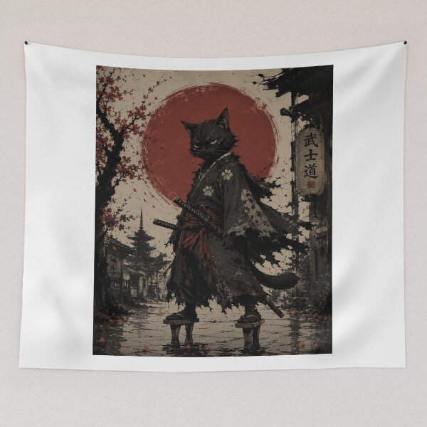 Item preview, Black Cat Samurai | Anthropomorphic Ronin in Ancient Japan designed and sold by ITSimagination.