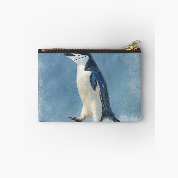 Item preview, Penguin walking across a snowy landscape with blue background designed and sold by Sasas Design.