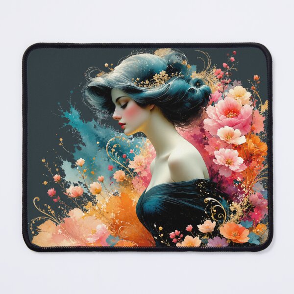 Item preview, Pastel Coral Goddess Art Nouveau - Ethereal Side Profile Art designed and sold by KrzysztofART.