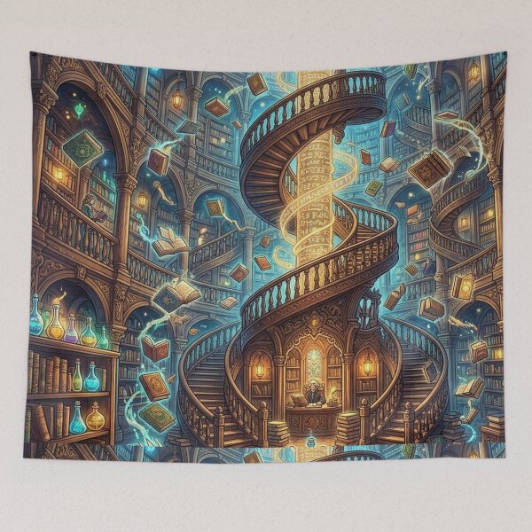 Item preview, Fantasy Library Jigsaw Puzzle | Magical Enchanted Bookshelf Art | Gift for Book Lovers designed and sold by YNAMREG.