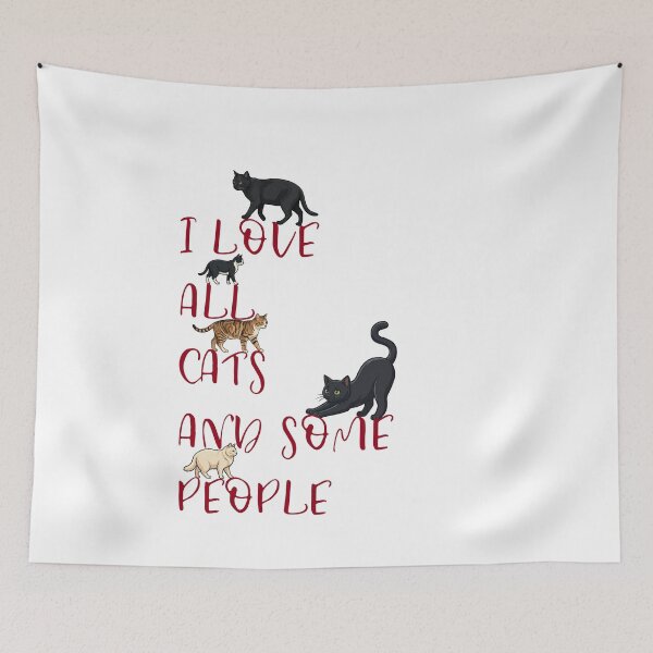 Item preview, I Love All Cats and Some People – Funny Cat Lover Quote Design designed and sold by BlackCat Vibe.