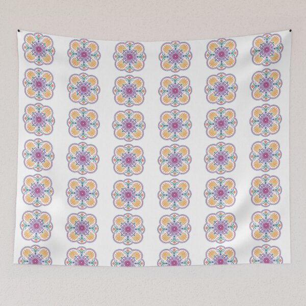 Item preview, Ornate Pastel Floral Mandala Symmetrical Arabesque Ornament designed and sold by FlatInkStudio.