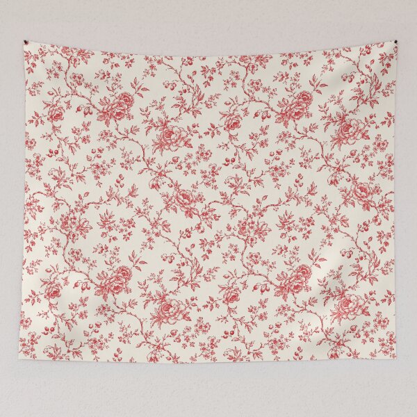 Item preview, Red Toile Floral Pattern Phone Case for Mom | Vintage Botanical Journal for Grandma | Classic French Country Tote Bag for Teacher | Romantic Red Flower Blanket for Bridesmaid designed and sold by VivaFy.