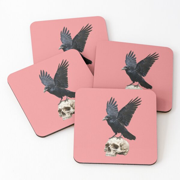Item preview, Gothic Raven Perched on Human Skull Art designed and sold by Utopian-Magic.