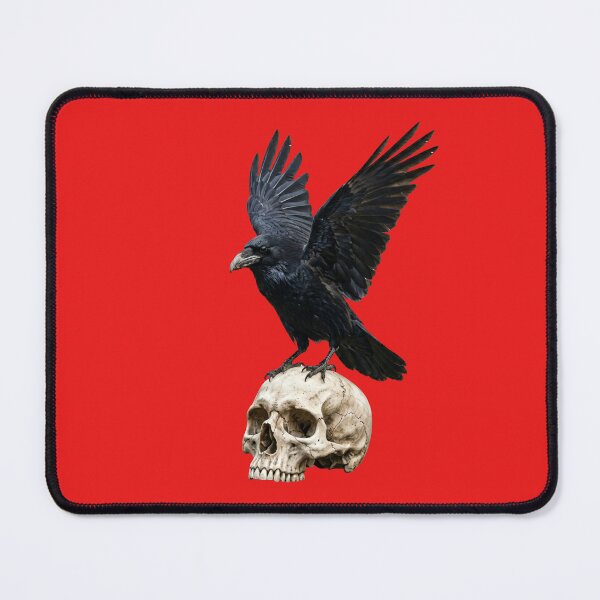 Item preview, Gothic Raven Perched on Human Skull Art designed and sold by Utopian-Magic.