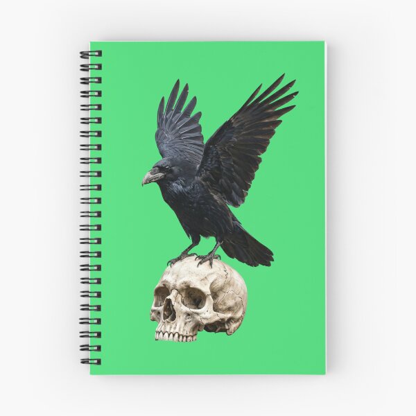 Item preview, Gothic Raven Perched on Human Skull Art designed and sold by Utopian-Magic.