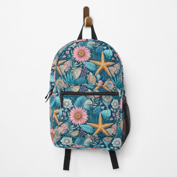 Item preview, Coastal Starfish Seashells Coral Reef Floral Navy designed and sold by Patterns & Love .