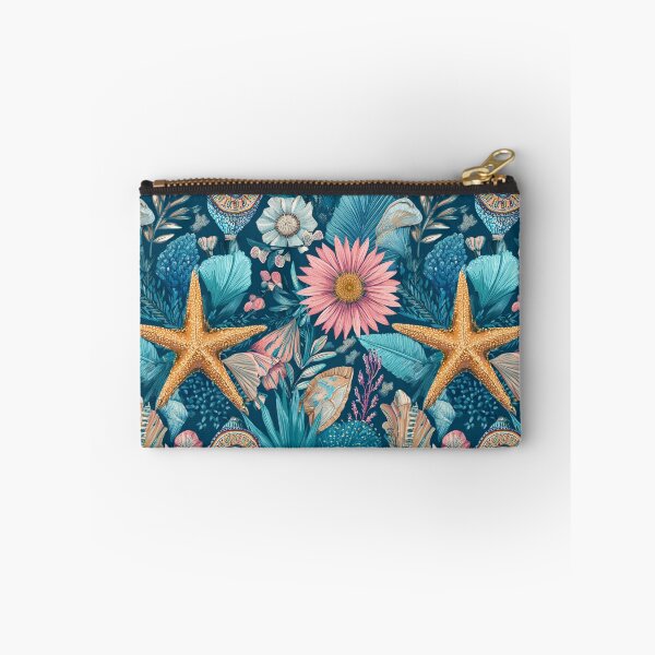 Item preview, Coastal Starfish Seashells Coral Reef Floral Navy designed and sold by Patterns & Love .