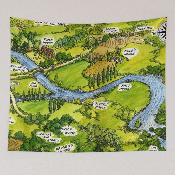 Item preview, Wind in the Willows Map - Storybook Map Illustration for Cottagecore Adventure Lovers designed and sold by RickE.