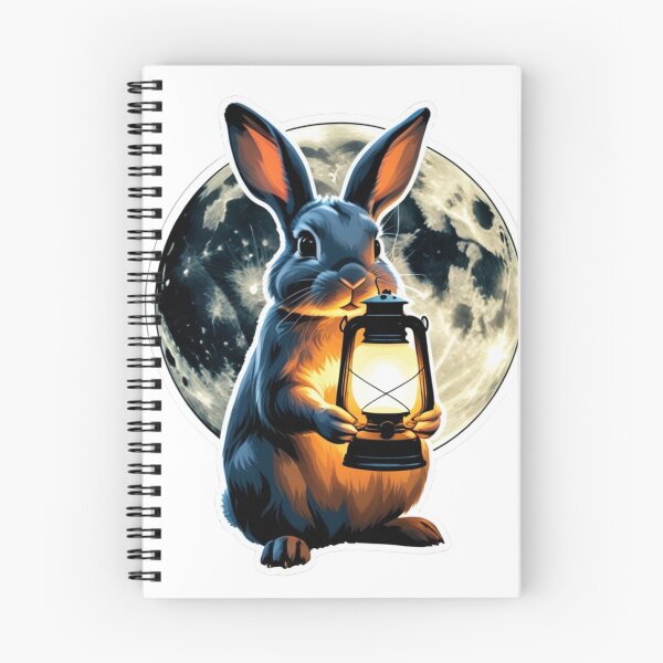 Item preview, Moon rabbit holding glowing lantern designed and sold by kidoramagic.