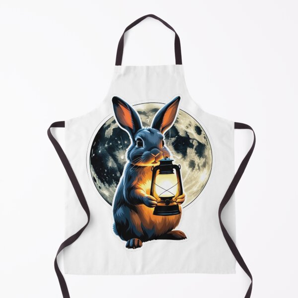Item preview, Moon rabbit holding glowing lantern designed and sold by kidoramagic.