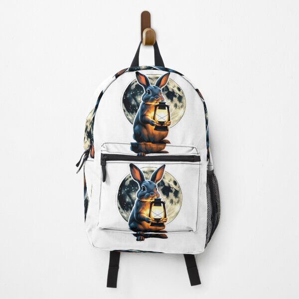 Item preview, Moon rabbit holding glowing lantern designed and sold by kidoramagic.