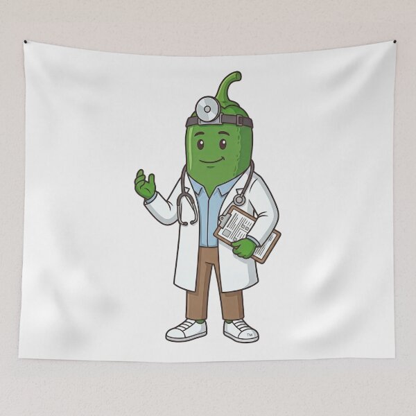 Item preview, Dr. Gordo Chilli — Cute Jalapeño Doctor Kawaii Food Art | Conditioned For Kindness designed and sold by monolithstudio.