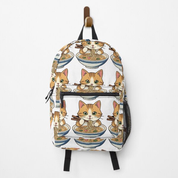 Item preview, Cute Cat Eating Ramen Noodles Kawaii Anime Cartoon designed and sold by KCasual.