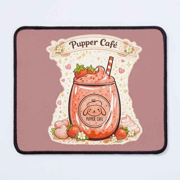 Item preview, Pupper Cafe Kawaii Strawberry Smoothie | Cute Puppy Drink Aesthetic Dessert Graphic Tee designed and sold by sumodesign.