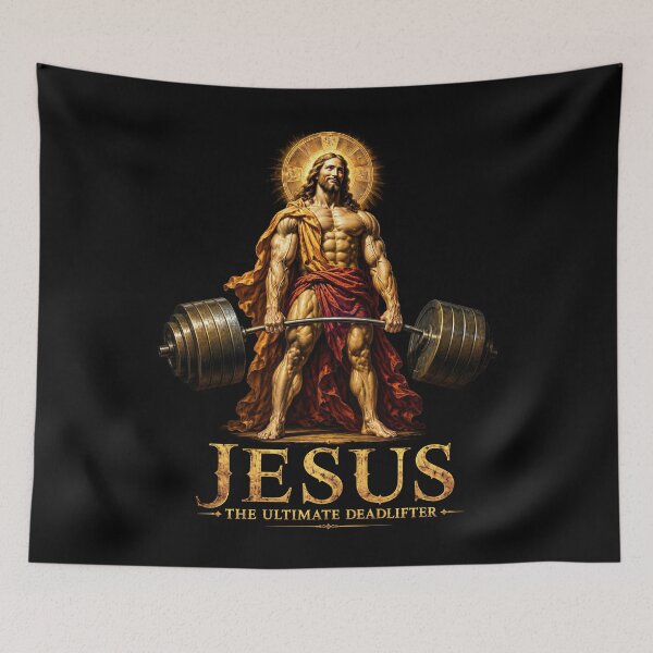 Item preview, Jesus The Ultimate Deadlifter Gym Humor designed and sold by Victor Shadehorn.