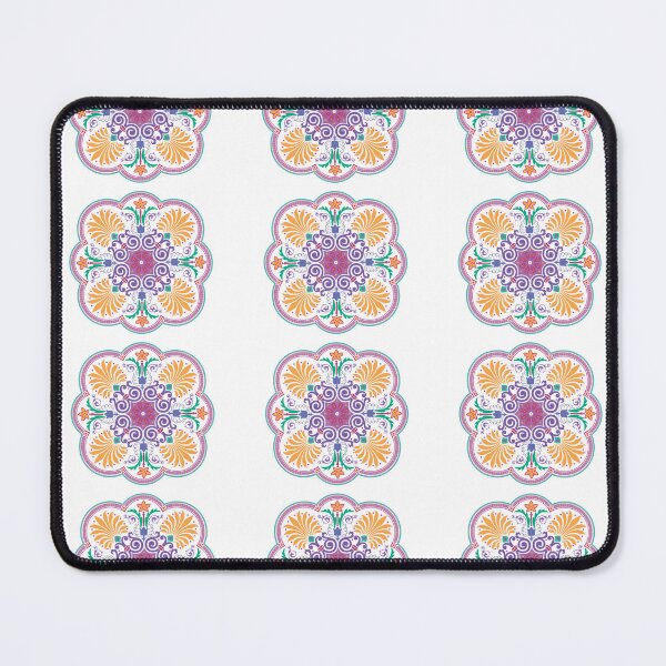 Item preview, Ornate Pastel Floral Mandala Symmetrical Arabesque Ornament designed and sold by FlatInkStudio.