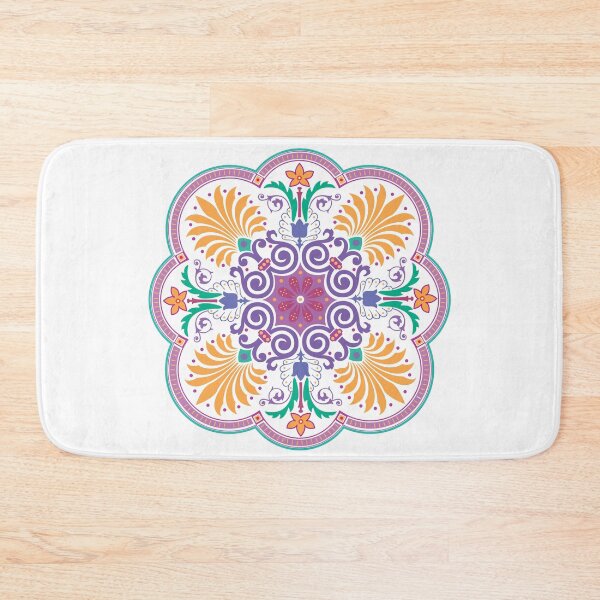 Item preview, Ornate Pastel Floral Mandala Symmetrical Arabesque Ornament designed and sold by FlatInkStudio.
