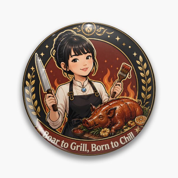 Item preview, Boar to Grill BBQ Chef Badge designed and sold by Omni Craft .