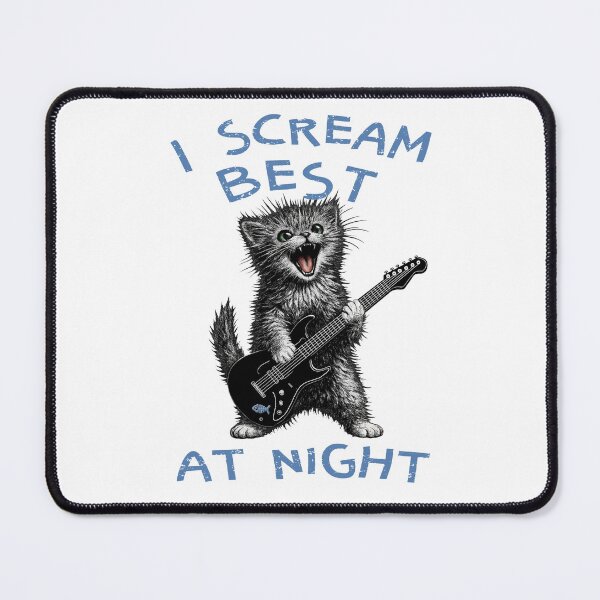 Item preview, I Scream Best At Night – Funny Rock Cat Guitar T-Shirt designed and sold by oltes75.