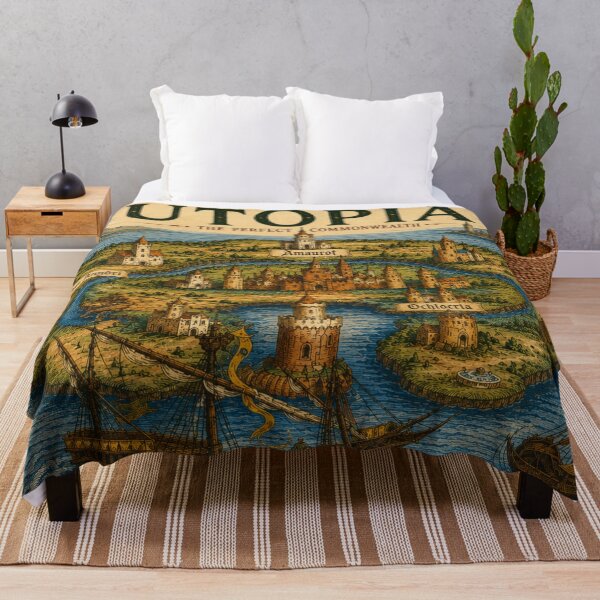 Item preview, Utopia Vintage Travel Poster Fantasy Island Book Lovers designed and sold by RickE.
