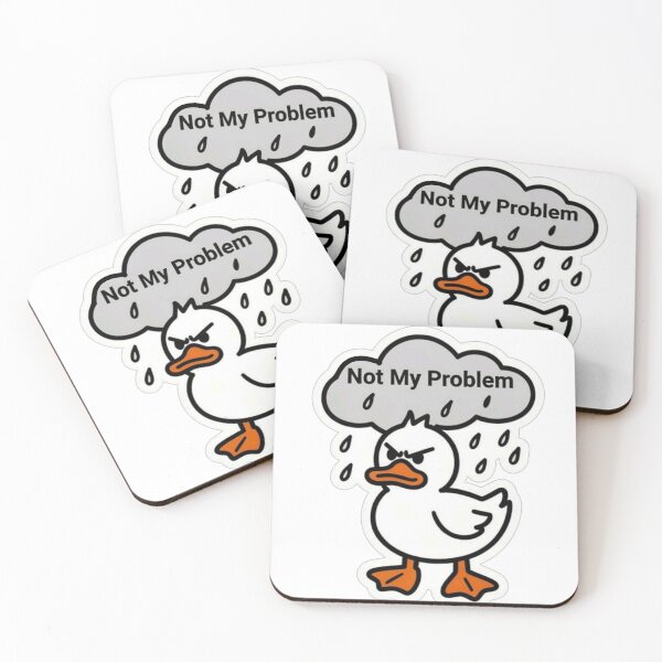 Item preview, Not My Problem | Funny Grumpy Duck in the Rain Sticker designed and sold by Inkabbmate.