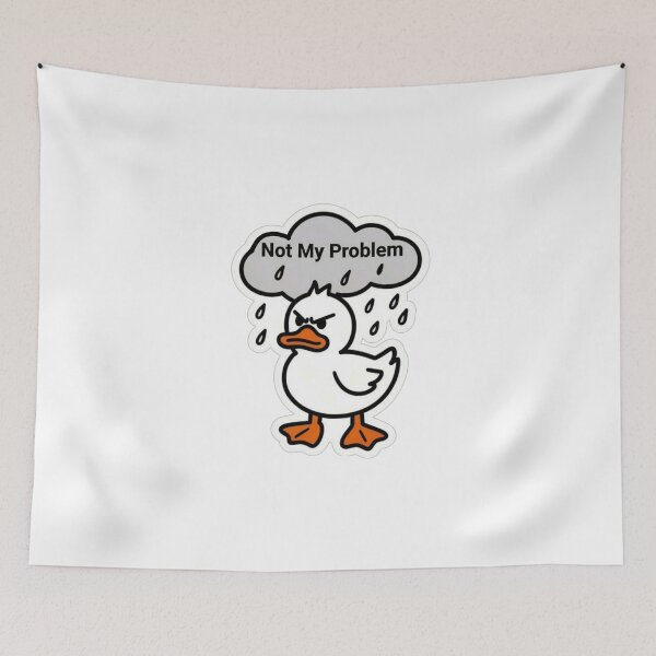 Item preview, Not My Problem | Funny Grumpy Duck in the Rain Sticker designed and sold by Inkabbmate.