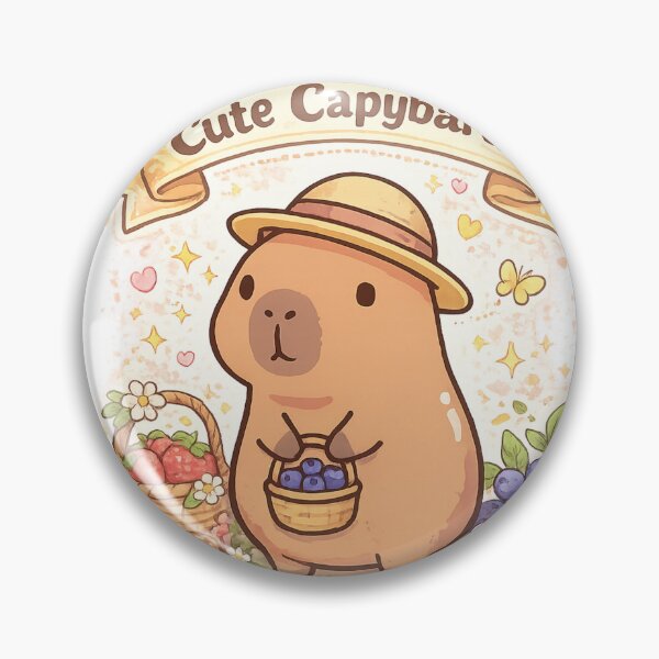 Item preview, Cute Capybara Sweet & Cozy Berry Basket Kawaii Animal Sticker | Adorable Cottagecore Capybara Art designed and sold by sumodesign.