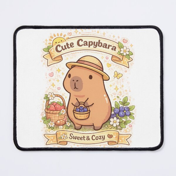 Item preview, Cute Capybara Sweet & Cozy Berry Basket Kawaii Animal Sticker | Adorable Cottagecore Capybara Art designed and sold by sumodesign.