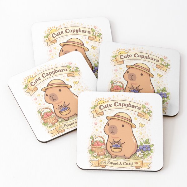 Item preview, Cute Capybara Sweet & Cozy Berry Basket Kawaii Animal Sticker | Adorable Cottagecore Capybara Art designed and sold by sumodesign.