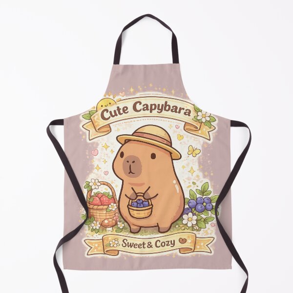 Item preview, Cute Capybara Sweet & Cozy Berry Basket Kawaii Animal Sticker | Adorable Cottagecore Capybara Art designed and sold by sumodesign.