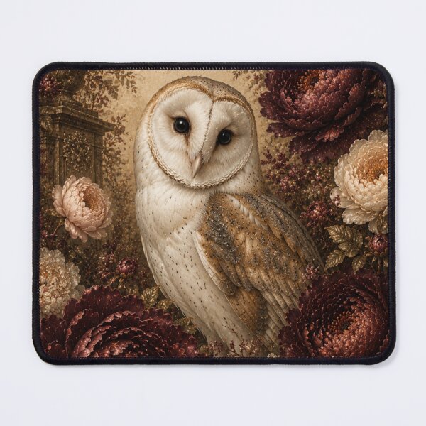 Item preview, Barn Owl in a Dark Floral Garden designed and sold by VelarisMoon.