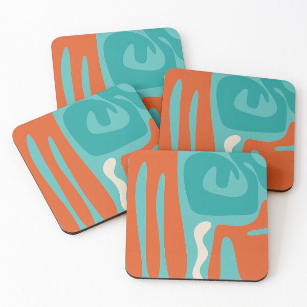 Item preview, Mid Century Modern Abstract Kwaito Pattern in Turquoise Orange designed and sold by kierkegaard.