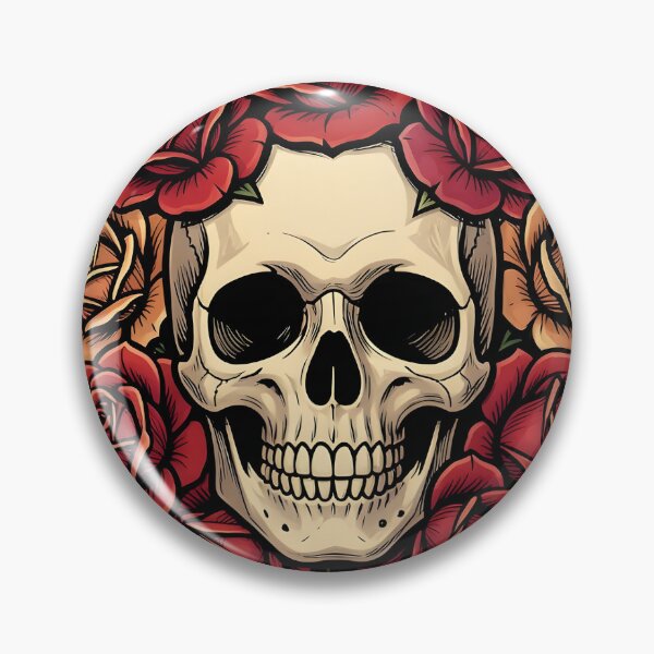 Item preview, Floral Skull with Red Roses Gothic Tattoo Art designed and sold by KCasual.