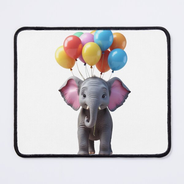 Item preview, Cute baby elephant holding balloons, colorful whimsical design designed and sold by kidoramagic.