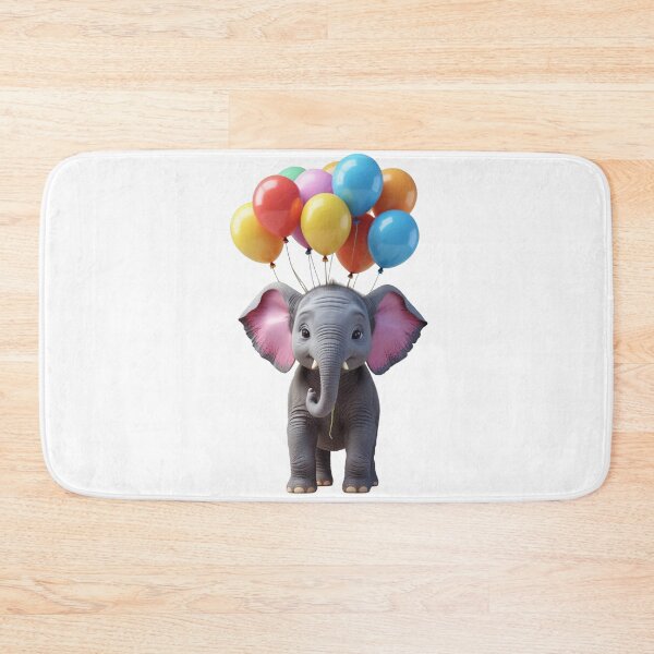 Item preview, Cute baby elephant holding balloons, colorful whimsical design designed and sold by kidoramagic.